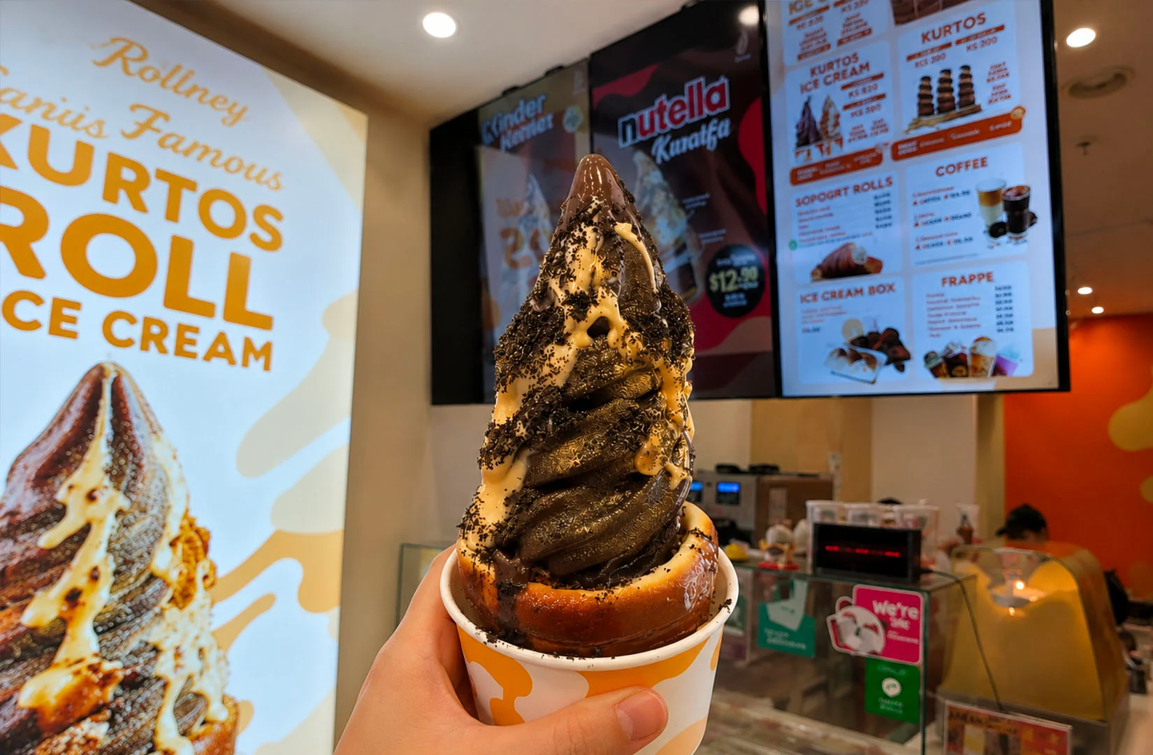 Gold-covered chocolate kurtos ice cream at VivoCity