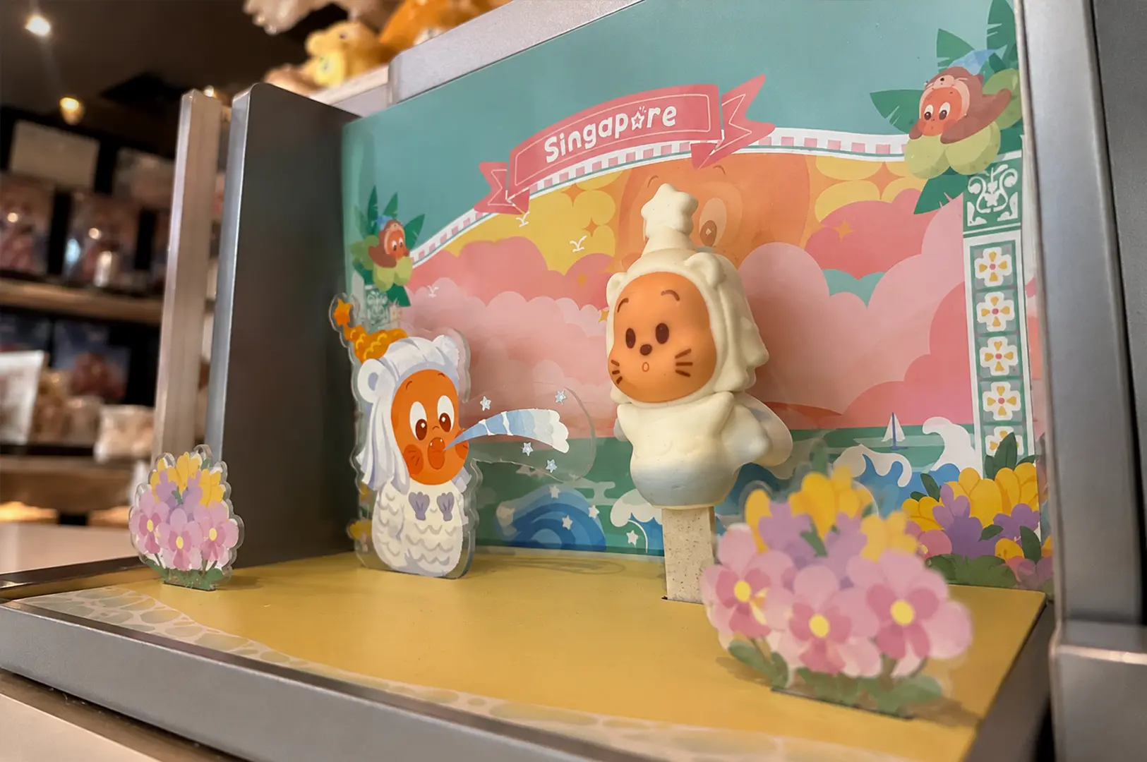 Pop Mart Pop Bakery Singapore-themed display featuring a bakery character collectible.